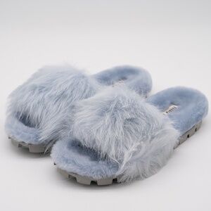 size 40eu 10 US Miu Miu Faux Fur Plush Sandals Slides Blue